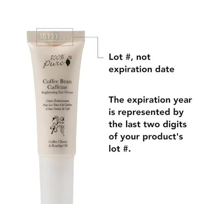 100% PURE Coffee Bean Caffeine Eye Cream - Reduce Puffiness, Dark Circles, and Wrinkles - Vegan Under Eye Treatment with Green Tea, Rose Hip, Vitamin E - 0.3 oz Avelisse
