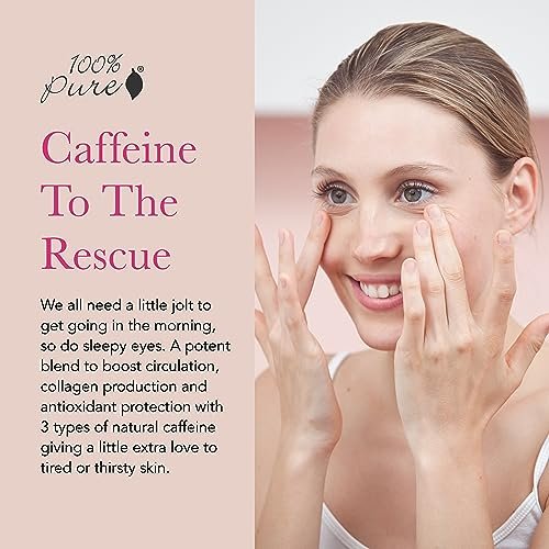 100% PURE Coffee Bean Caffeine Eye Cream - Reduce Puffiness, Dark Circles, and Wrinkles - Vegan Under Eye Treatment with Green Tea, Rose Hip, Vitamin E - 0.3 oz Avelisse
