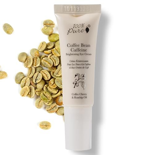 100% PURE Coffee Bean Caffeine Eye Cream - Reduce Puffiness, Dark Circles, and Wrinkles - Vegan Under Eye Treatment with Green Tea, Rose Hip, Vitamin E - 0.3 oz Avelisse