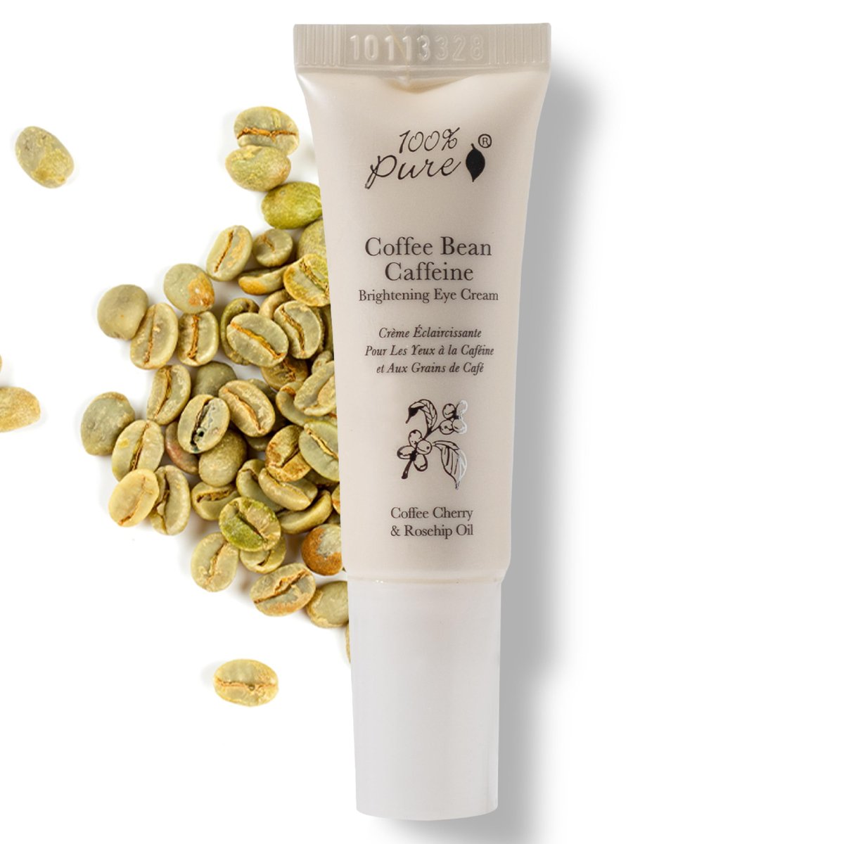 100% PURE Coffee Bean Caffeine Eye Cream - Reduce Puffiness, Dark Circles, and Wrinkles - Vegan Under Eye Treatment with Green Tea, Rose Hip, Vitamin E - 0.3 oz Avelisse