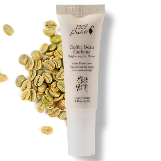 100% PURE Coffee Bean Caffeine Eye Cream - Reduce Puffiness, Dark Circles, and Wrinkles - Vegan Under Eye Treatment with Green Tea, Rose Hip, Vitamin E - 0.3 oz Avelisse