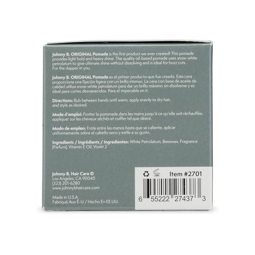 JOHNNY B. Original Oil-Based Professional Pomade for Men – Gluten-Free, 3 oz. Avelisse