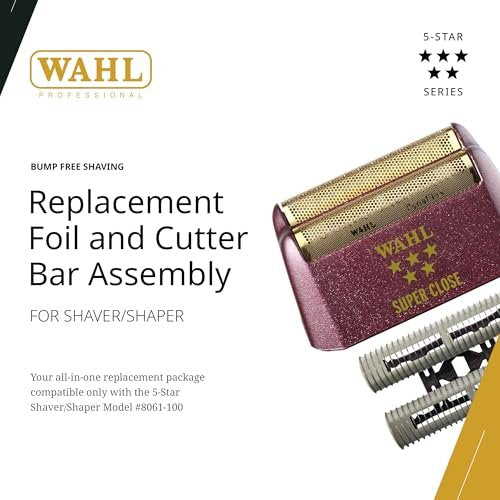 Wahl Professional 5 Star Series Shaver Shaper Replacement Foil & Cutter Bar Assembly - Super Close, Gold Avelisse