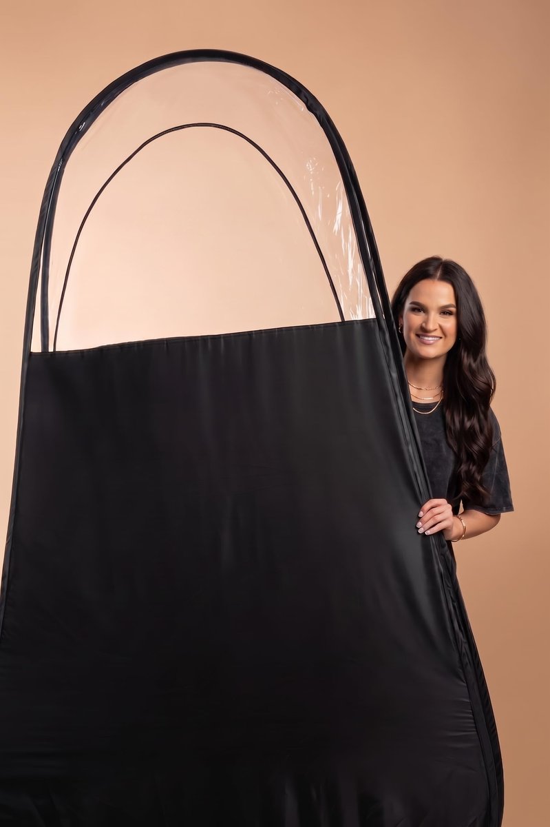 Naked Sun XL Portable Spray Tan Tent – Extra Large Pop Up Tent for Professional Tanning, Heavy Duty Fabric Mobile Spray Room with Carrying Bag & Easy Clean Floor - Black Avelisse