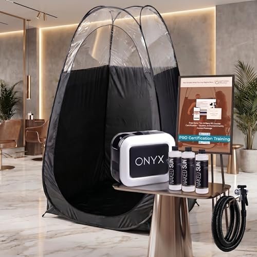 Naked Sun XL Portable Spray Tan Tent – Extra Large Pop Up Tent for Professional Tanning, Heavy Duty Fabric Mobile Spray Room with Carrying Bag & Easy Clean Floor - Black Avelisse