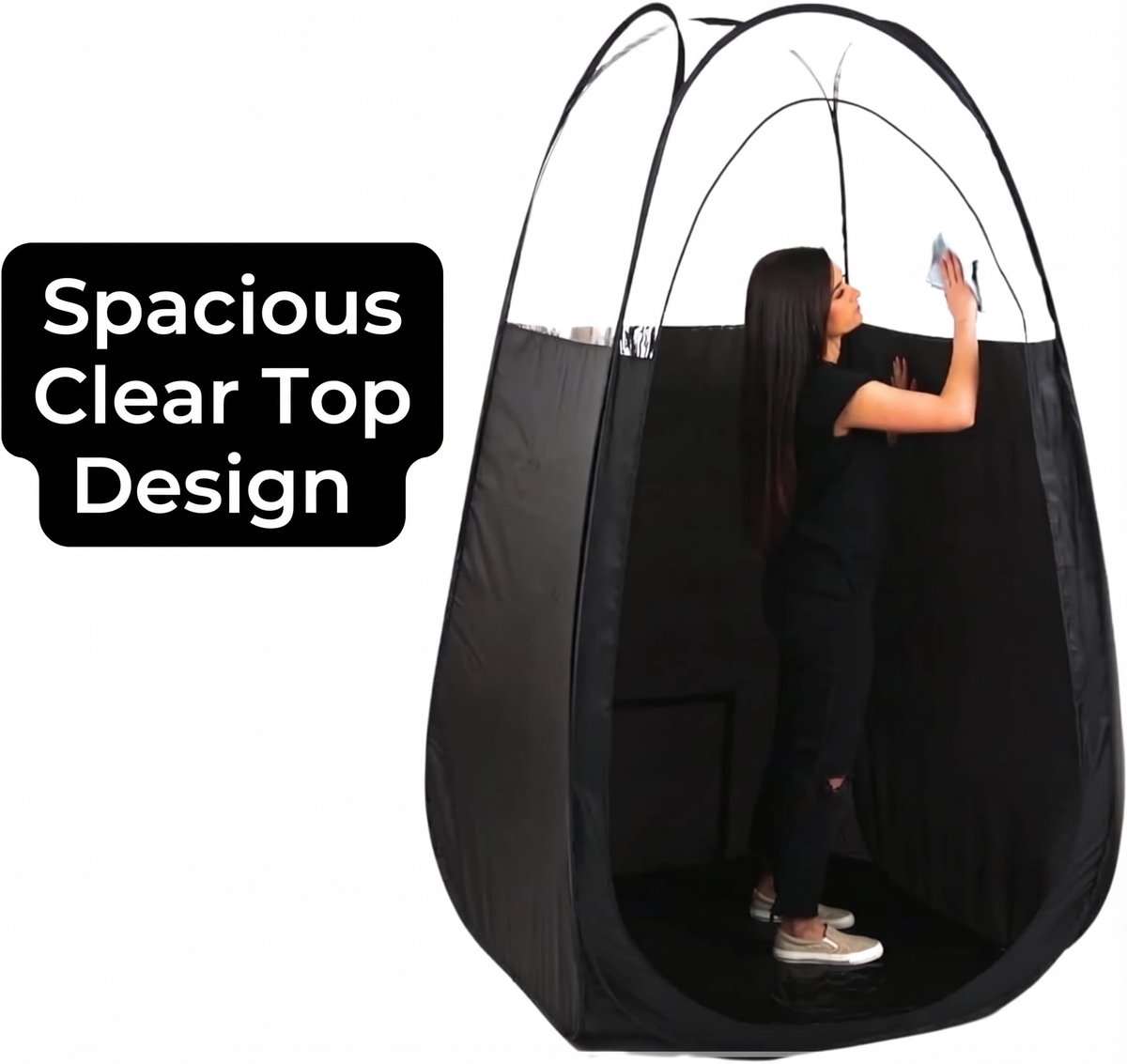 Naked Sun XL Portable Spray Tan Tent – Extra Large Pop Up Tent for Professional Tanning, Heavy Duty Fabric Mobile Spray Room with Carrying Bag & Easy Clean Floor - Black Avelisse