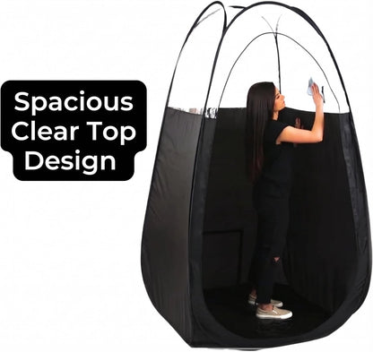 Naked Sun XL Portable Spray Tan Tent – Extra Large Pop Up Tent for Professional Tanning, Heavy Duty Fabric Mobile Spray Room with Carrying Bag & Easy Clean Floor - Black Avelisse