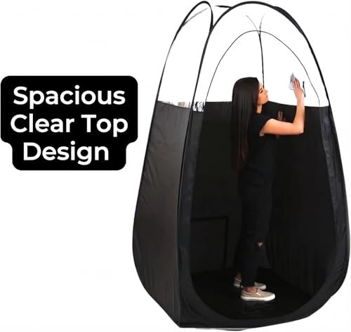 Naked Sun XL Portable Spray Tan Tent – Extra Large Pop Up Tent for Professional Tanning, Heavy Duty Fabric Mobile Spray Room with Carrying Bag & Easy Clean Floor - Black Avelisse