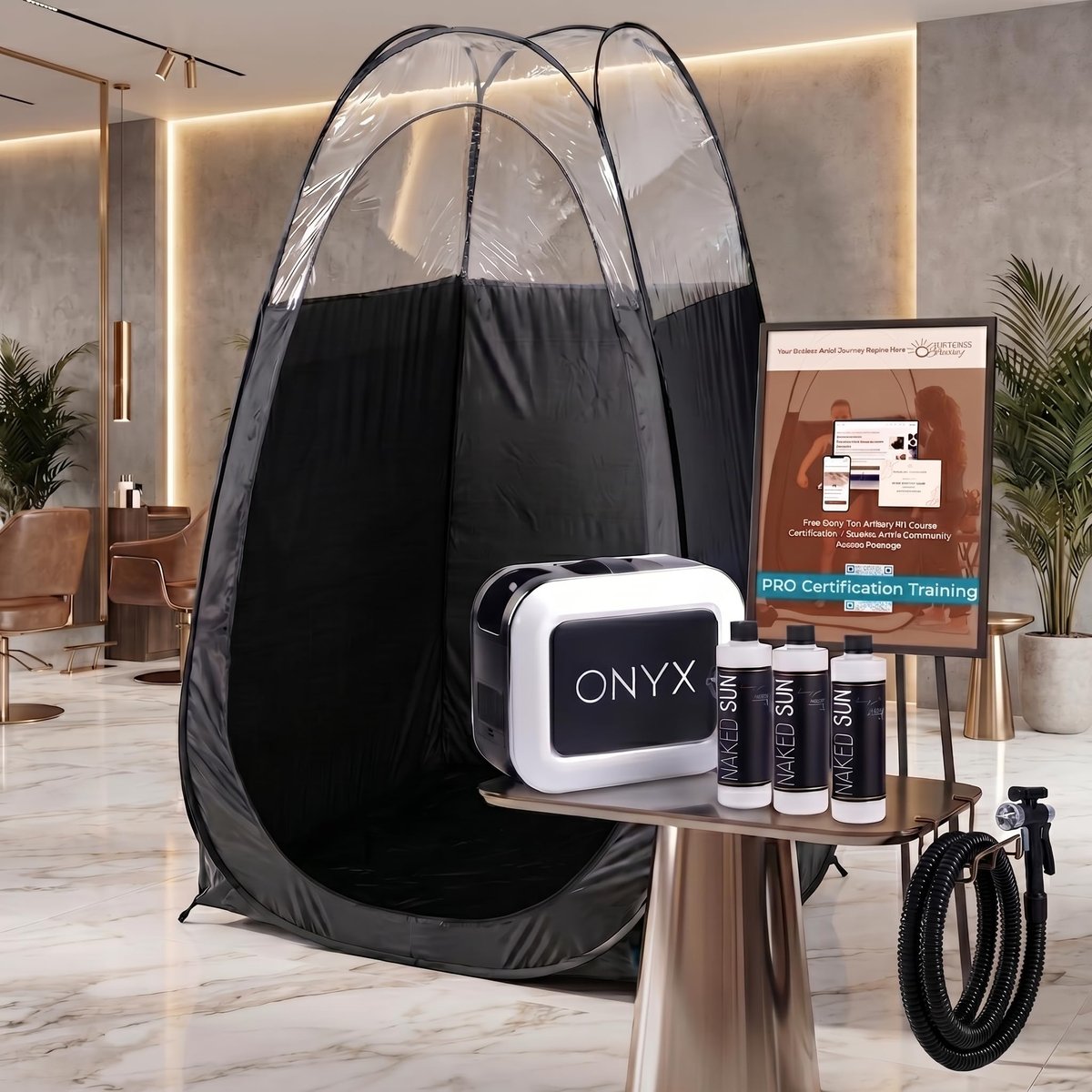 Naked Sun XL Portable Spray Tan Tent – Extra Large Pop Up Tent for Professional Tanning, Heavy Duty Fabric Mobile Spray Room with Carrying Bag & Easy Clean Floor - Black Avelisse