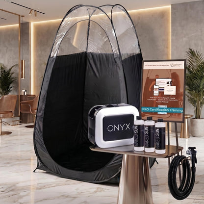 Naked Sun XL Portable Spray Tan Tent – Extra Large Pop Up Tent for Professional Tanning, Heavy Duty Fabric Mobile Spray Room with Carrying Bag & Easy Clean Floor - Black Avelisse