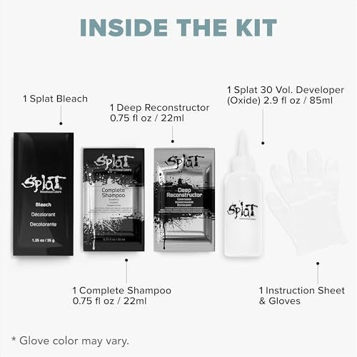 Splat Lightening Bleach Kit - 1 Application, Lifts 3-5 Levels, Vegan & Cruelty Free Hair Bleach Kit with Oxide, Bleach Powder, Shampoo & Deep Reconstructor Conditioner - görsel 9
