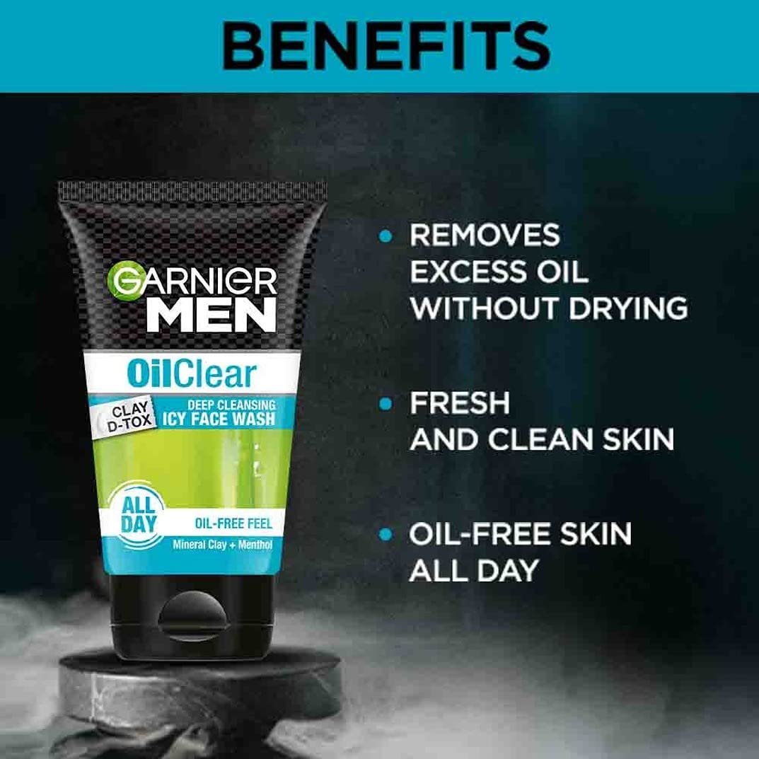 Garnier Men Oil Clear Face Wash, 100g – Deep Cleansing Gel for Oily Skin - görsel 7