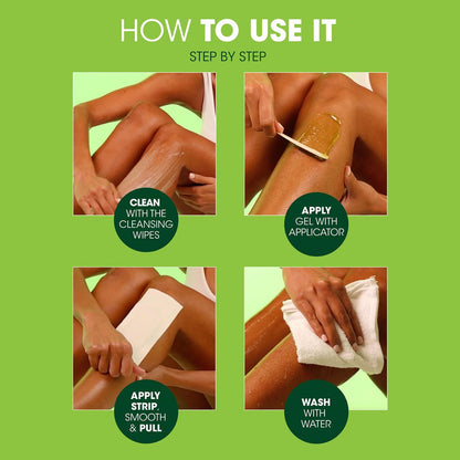 Nad's Original Natural Hair Removal Gel Wax Kit - No-Heat Full Body Waxing with Strips, 6 oz Avelisse