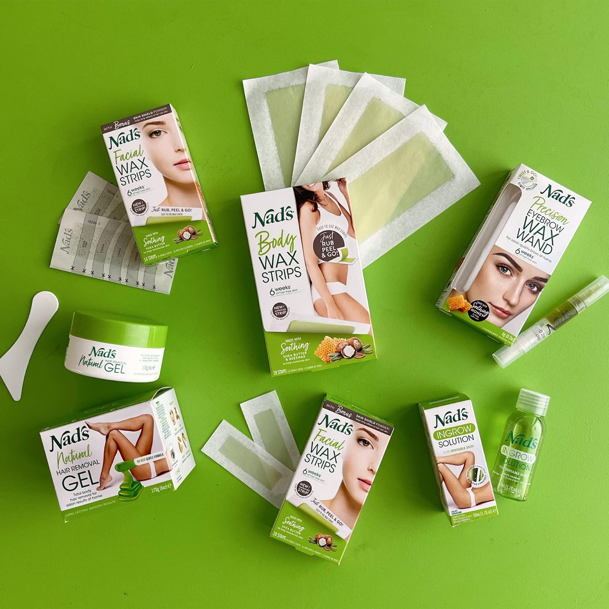 Nad's Original Natural Hair Removal Gel Wax Kit - No-Heat Full Body Waxing with Strips, 6 oz Avelisse