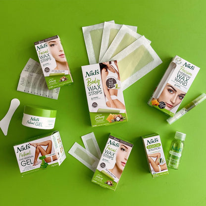 Nad's Original Natural Hair Removal Gel Wax Kit - No-Heat Full Body Waxing with Strips, 6 oz Avelisse