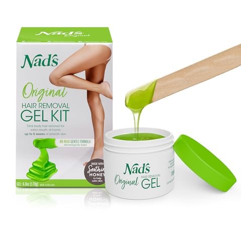 Nad's Original Natural Hair Removal Gel Wax Kit - No-Heat Full Body Waxing with Strips, 6 oz Avelisse