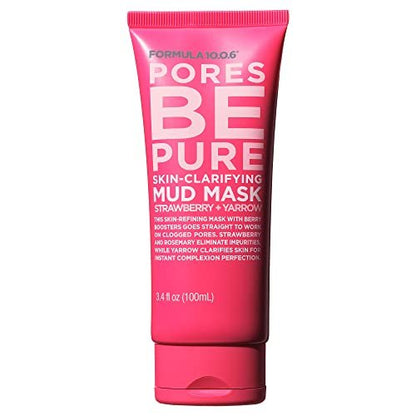 FORMULA 10.0.6 Pores Be Pure Skin-Clarifying Mud Mask for Pore Minimizing, 3.4 fl oz (100ml)