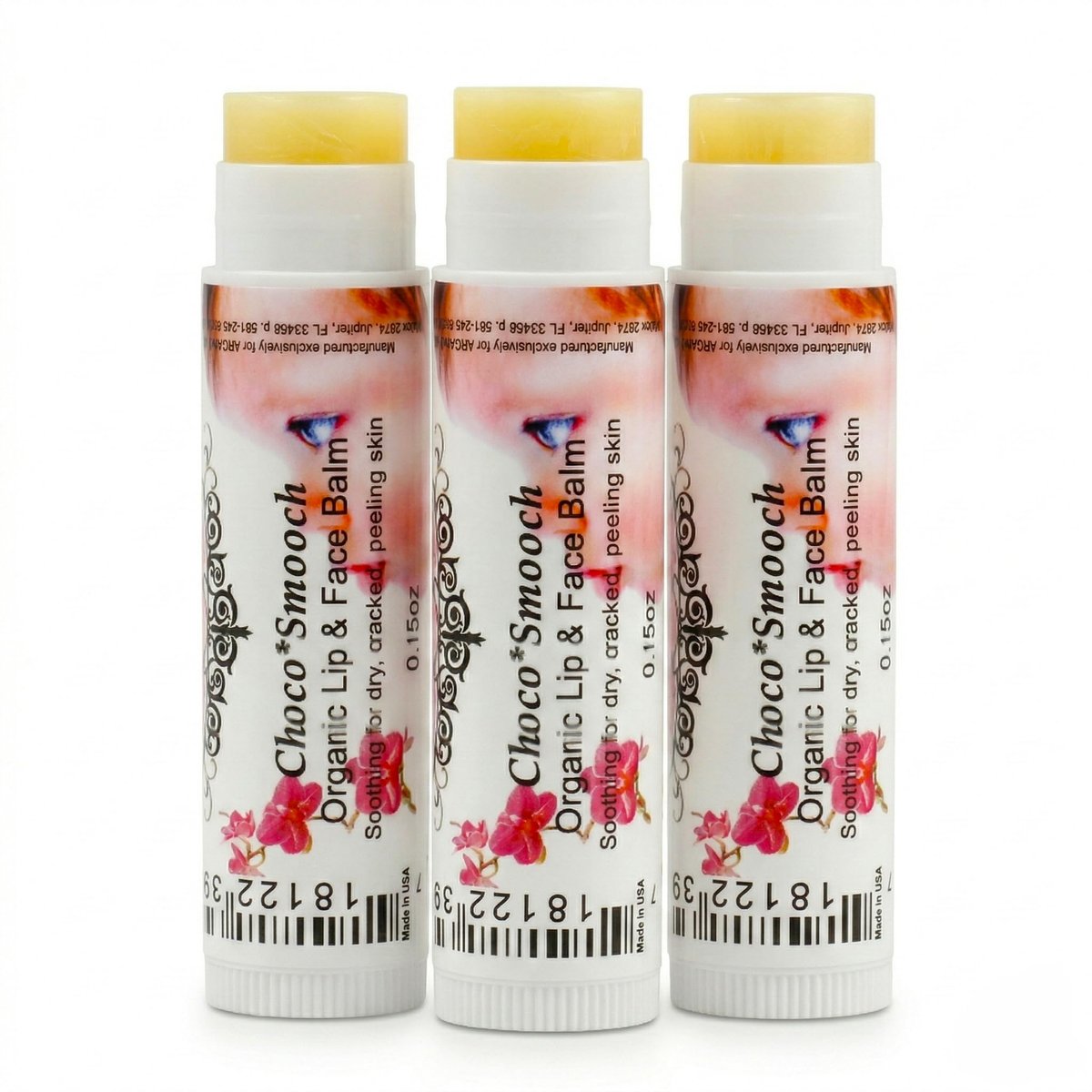 Sweetsation Therapy ChocoSmooch Organic Baby Kids Lip & Face Balm - Set of 3 - Dry Cracked Irritated Skin Relief with Argan, Calendula, Avocado & Sea Buckthorn - görsel 1