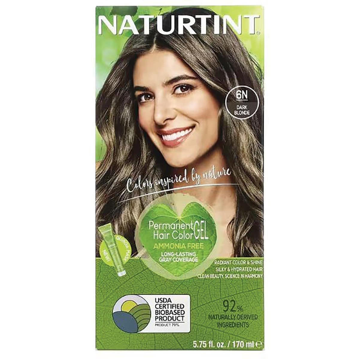 Naturtint Permanent Hair Color 6N Dark Blonde - Ammonia-Free, 100% Grey Coverage, 1 Kit - görsel 1