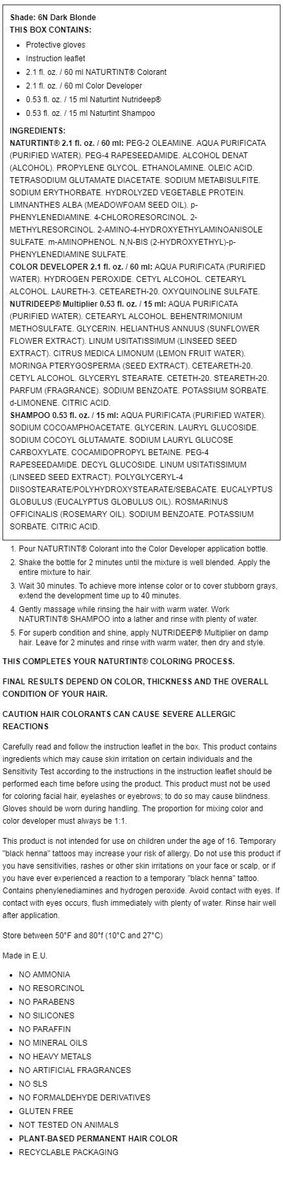 Naturtint Permanent Hair Color 6N Dark Blonde - Ammonia-Free, 100% Grey Coverage, 1 Kit - görsel 3
