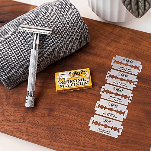 BIC Chrome Platinum Double Edge Razor Blades – 50 Count (5 Count Pack of 10) - görsel 12