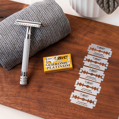 BIC Chrome Platinum Double Edge Razor Blades – 50 Count (5 Count Pack of 10)