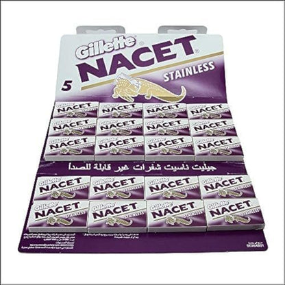 100 NACET Stainless Double Edge Razor Blades – 5 Count (Pack of 20)