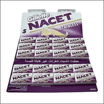 100 NACET Stainless Double Edge Razor Blades – 5 Count (Pack of 20)