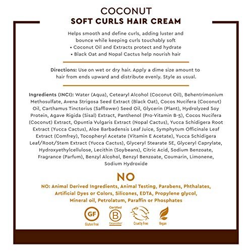Desert Essence Coconut Soft Curls Hair Cream - Hydrating Curl Cream for Curly Hair - Silicone-Free, Vegan, Cruelty-Free - 6.4 oz Avelisse