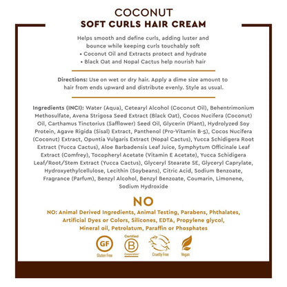 Desert Essence Coconut Soft Curls Hair Cream - Hydrating Curl Cream for Curly Hair - Silicone-Free, Vegan, Cruelty-Free - 6.4 oz Avelisse