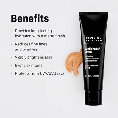 Revision Skincare Intellishade® Matte SPF 45 Anti-Aging Tinted Sunscreen for Face, Oil-Free Moisturizer with SPF and Vitamin C, Pore Minimizing Sunscreen for Oily and Combination Skin, 1.7 oz Avelisse