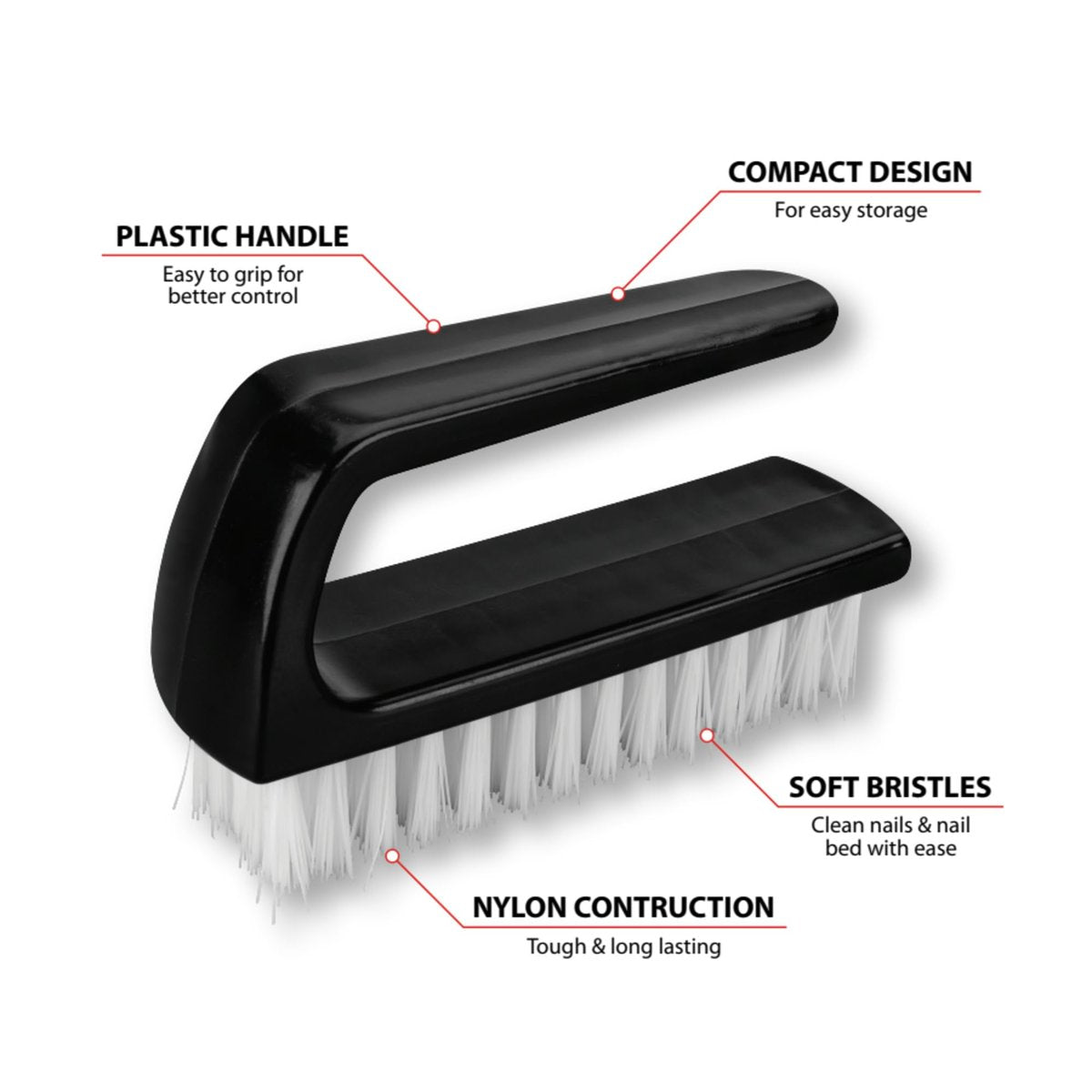 Performance Tool W3300 Nail Brush – Heavy-Duty Nylon Cleaning Brush for Hands & Nails - görsel 4