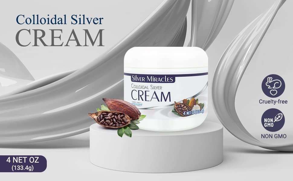 Silver Miracles Colloidal Silver Cream - 4oz - Scent & Dye Free, Moisturizes Dry Skin, Made with 99.999% Pure Silver - görsel 10