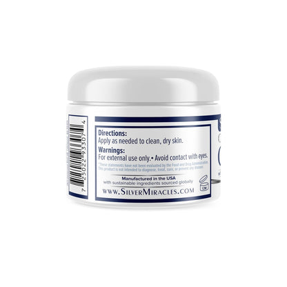 Silver Miracles Colloidal Silver Cream - 4oz - Scent & Dye Free, Moisturizes Dry Skin, Made with 99.999% Pure Silver