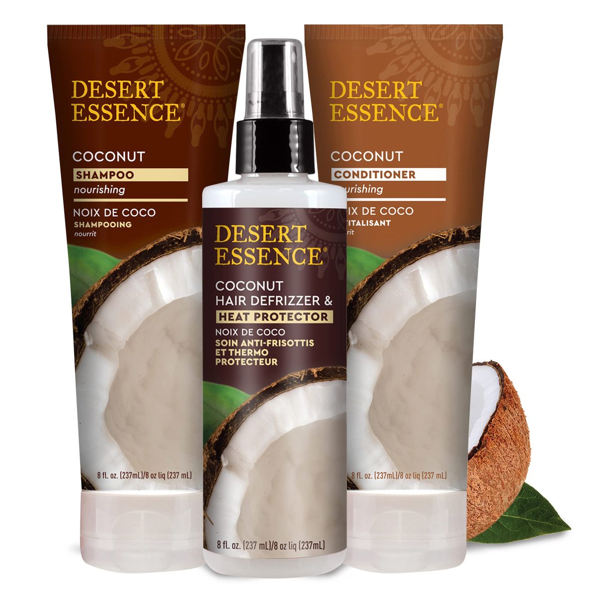 Desert Essence Coconut Hair Defrizzer & Heat Protector - 8.5 fl oz, Gluten Free, Vegan, Cruelty Free Avelisse