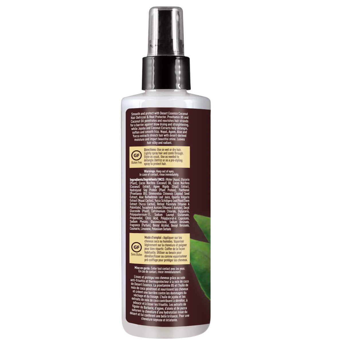 Desert Essence Coconut Hair Defrizzer & Heat Protector - 8.5 fl oz, Gluten Free, Vegan, Cruelty Free Avelisse