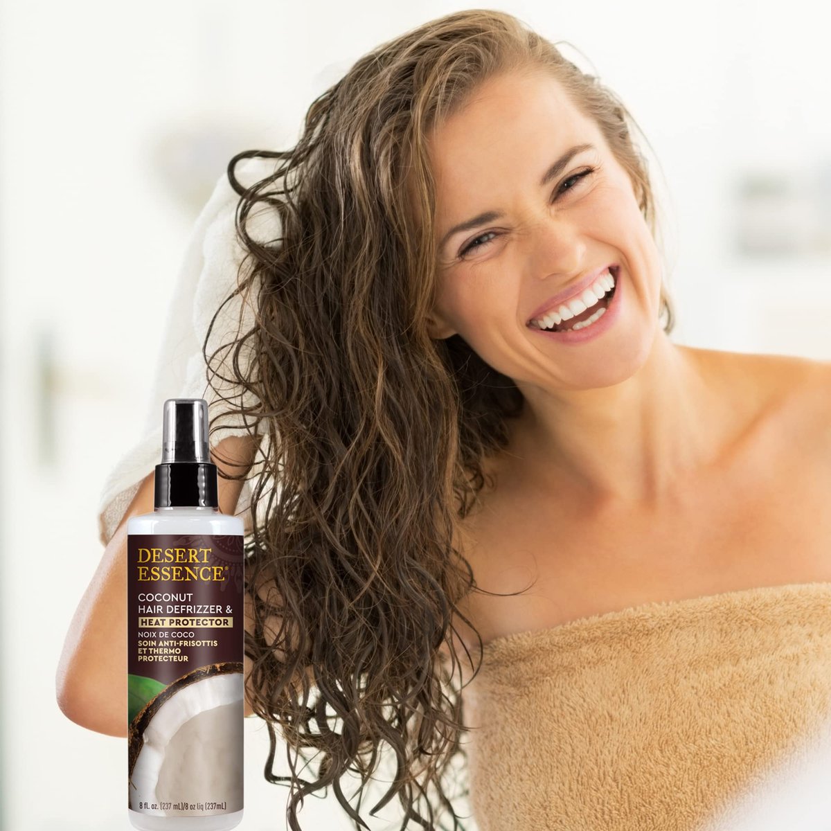 Desert Essence Coconut Hair Defrizzer & Heat Protector - 8.5 fl oz, Gluten Free, Vegan, Cruelty Free Avelisse