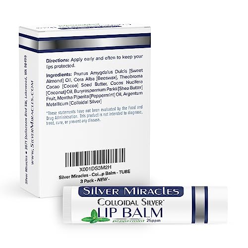 Silver Miracles Colloidal Silver Lip Balm - 3 Pack (0.15 oz Each) Avelisse