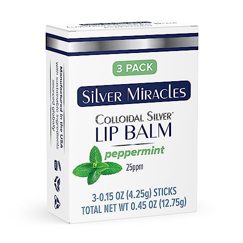 Silver Miracles Colloidal Silver Lip Balm - 3 Pack (0.15 oz Each) Avelisse