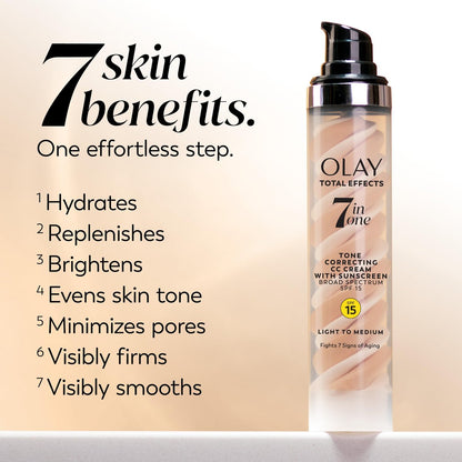 Olay Total Effects Tone Correcting Face Moisturizer with Sunscreen SPF 15 for Light to Medium Skin Tones - 1.7 oz Avelisse