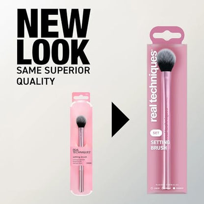 Real Techniques Setting Brush – Ultra Plush Custom Cut Synthetic Bristles, Extended Aluminum Ferrule, Buildable Coverage