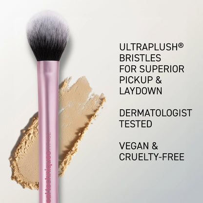 Real Techniques Setting Brush – Ultra Plush Custom Cut Synthetic Bristles, Extended Aluminum Ferrule, Buildable Coverage