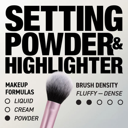 Real Techniques Setting Brush – Ultra Plush Custom Cut Synthetic Bristles, Extended Aluminum Ferrule, Buildable Coverage