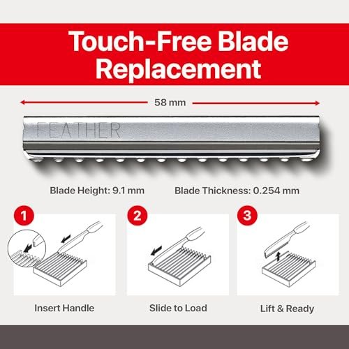 Feather Styling Razor Standard Blades - Professional Hair Cutting Blades for Styling, Shaping, Thinning - Single Edge Guarded Blade - Made in Japan - 30 Count + Blade Disposal Case Avelisse