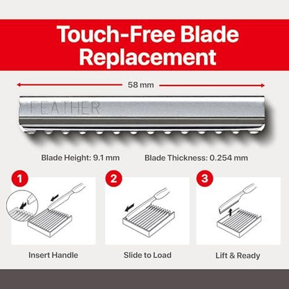 Feather Styling Razor Standard Blades - Professional Hair Cutting Blades for Styling, Shaping, Thinning - Single Edge Guarded Blade - Made in Japan - 30 Count + Blade Disposal Case Avelisse