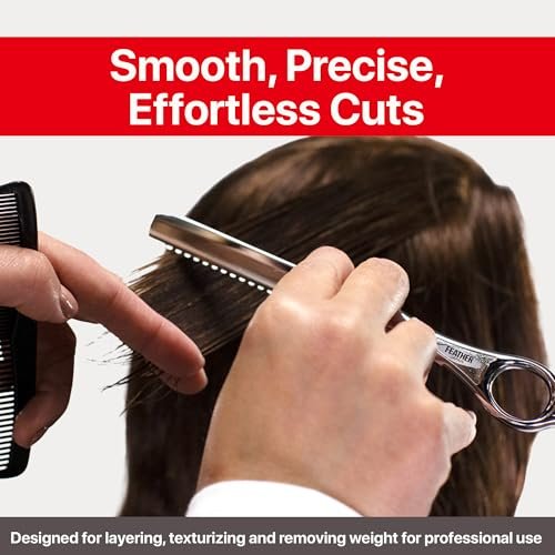 Feather Styling Razor Standard Blades - Professional Hair Cutting Blades for Styling, Shaping, Thinning - Single Edge Guarded Blade - Made in Japan - 30 Count + Blade Disposal Case Avelisse