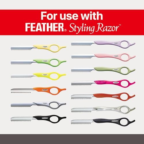 Feather Styling Razor Standard Blades - Professional Hair Cutting Blades for Styling, Shaping, Thinning - Single Edge Guarded Blade - Made in Japan - 30 Count + Blade Disposal Case Avelisse