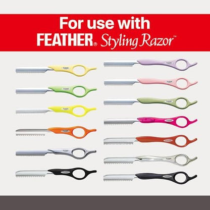 Feather Styling Razor Standard Blades - Professional Hair Cutting Blades for Styling, Shaping, Thinning - Single Edge Guarded Blade - Made in Japan - 30 Count + Blade Disposal Case Avelisse
