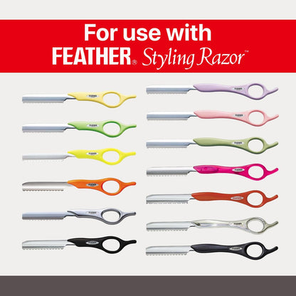 Feather Styling Razor Standard Blades - Professional Hair Cutting Blades for Styling, Shaping, Thinning - Single Edge Guarded Blade - Made in Japan - 30 Count + Blade Disposal Case Avelisse
