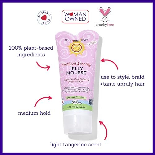 California Baby Overtired & Cranky Hair Gel for Kids - 100% Plant-Based, Medium-Hold, Hypoallergenic (2.9 oz) Avelisse